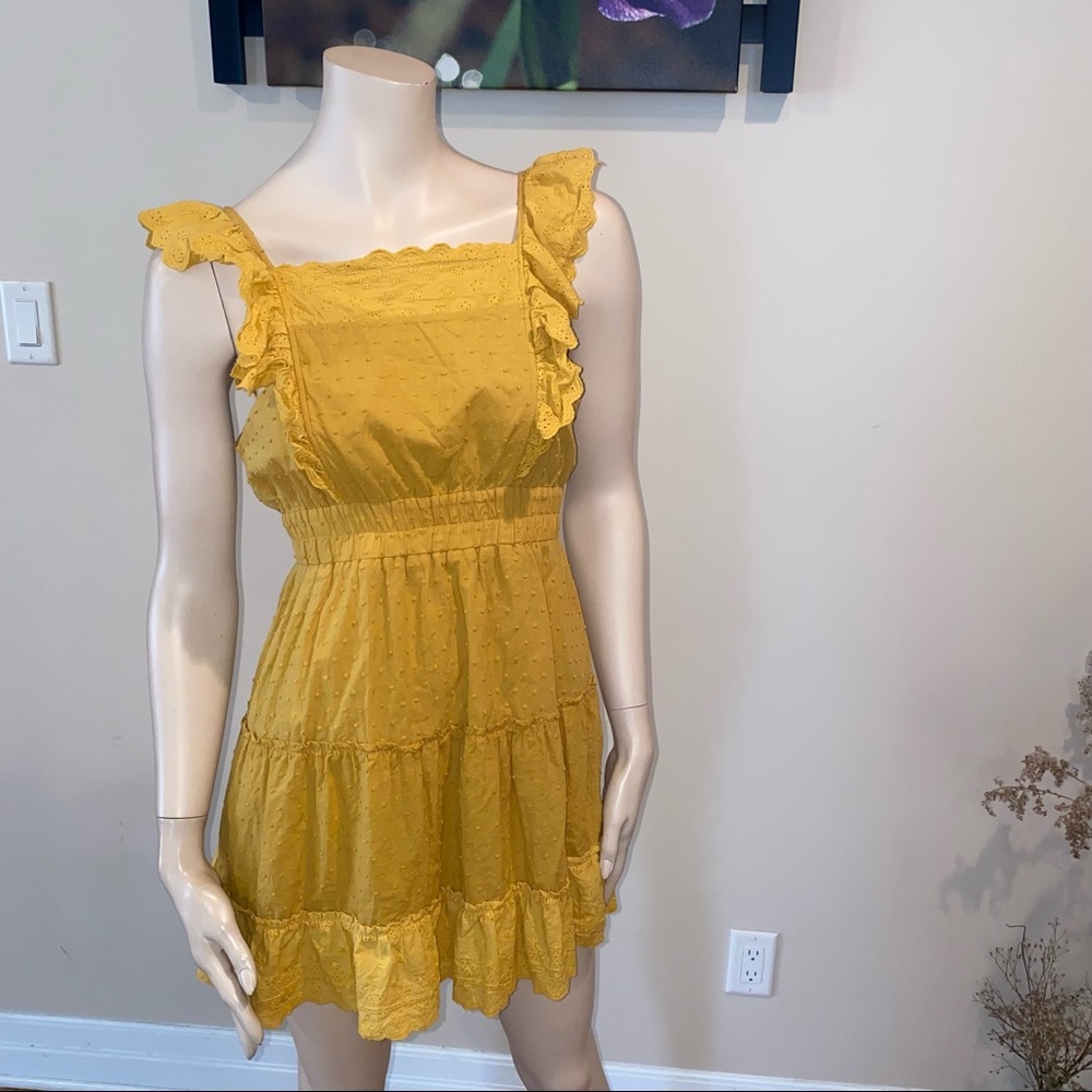 Fashion Nova Mustard dress with Swiss dots size M